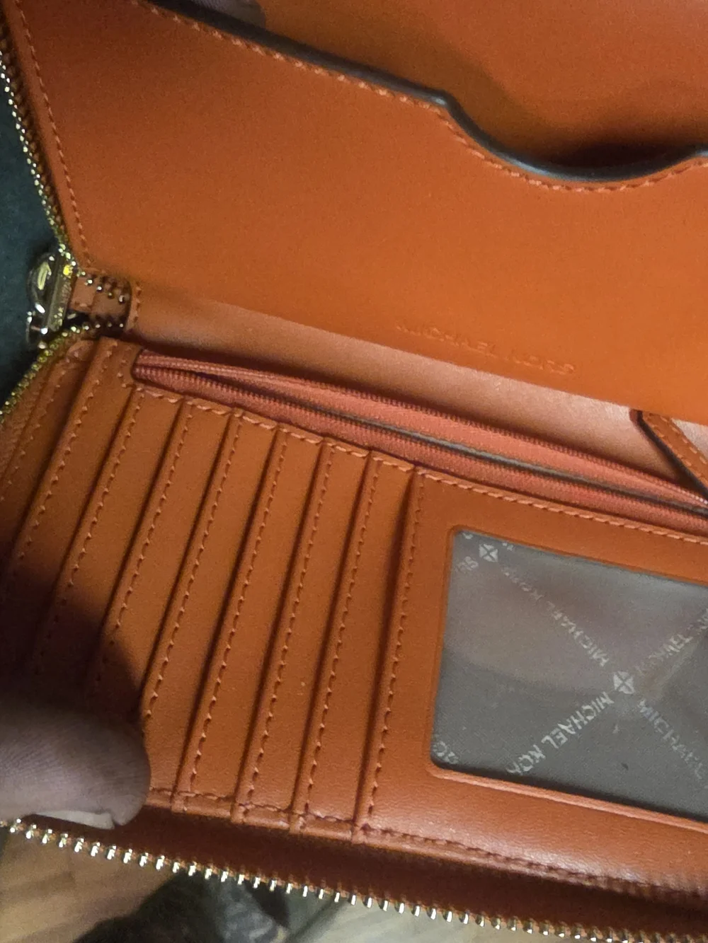 Michael Kors Orange Woven Leather Zip Wallet